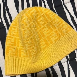 Fendi Vibrant Yellow Logo Beanie